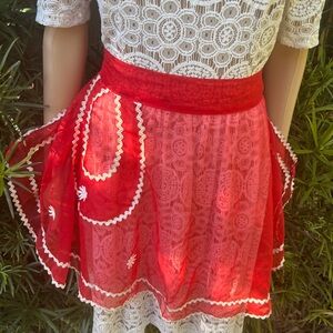 VINTAGE RED & WHITE SHEER APRON